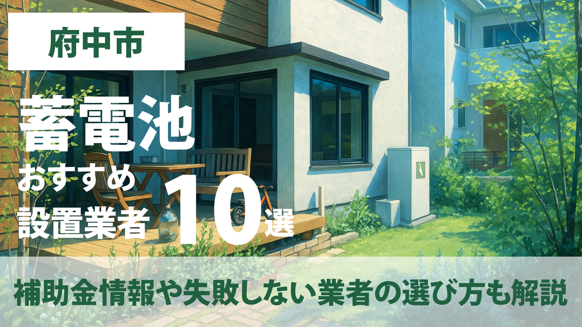 府中市のおすすめ蓄電池設置業者10選・補助金情報や失敗しない業者の選び方も解説