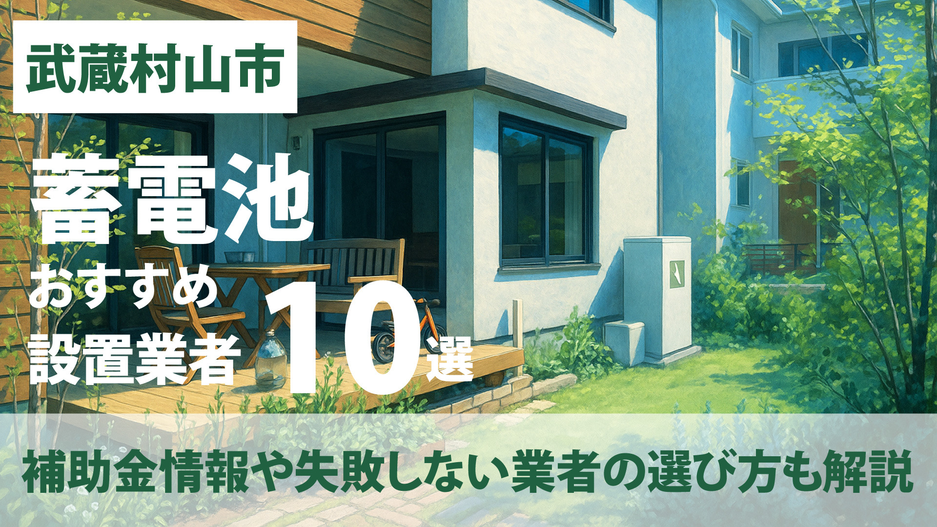 武蔵村山市のおすすめ蓄電池設置業者10選・補助金情報や失敗しない業者の選び方も解説