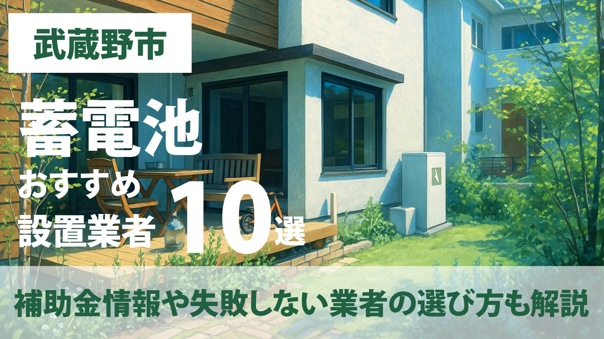 武蔵野市のおすすめ蓄電池設置業者10選・補助金情報や失敗しない業者の選び方も解説