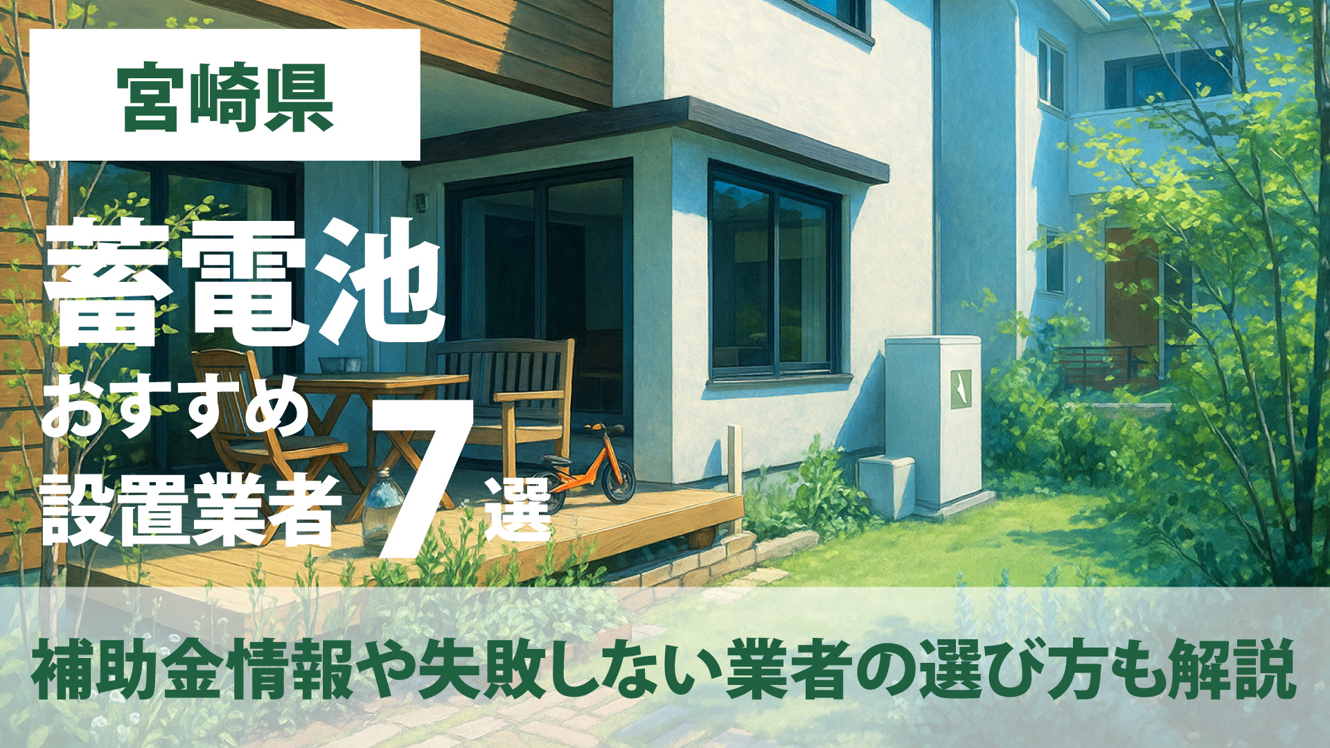 宮崎県のおすすめ蓄電池設置業者7選・補助金情報や失敗しない業者の選び方も解説
