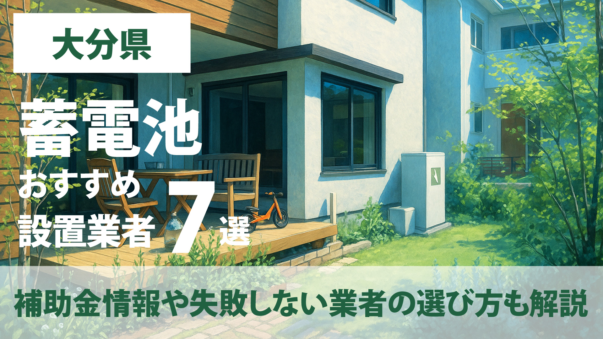 大分県のおすすめ蓄電池設置業者7選・補助金情報や失敗しない業者の選び方も解説